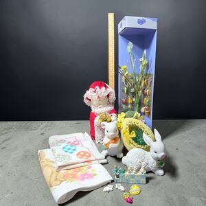 Vintage Easter Decor Lot Hallmark Tree String Art Diorama Figurines Ornaments